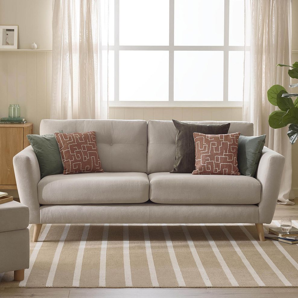 Emery 4 Seater Sofa in Freya Oatmeal Fabric 2
