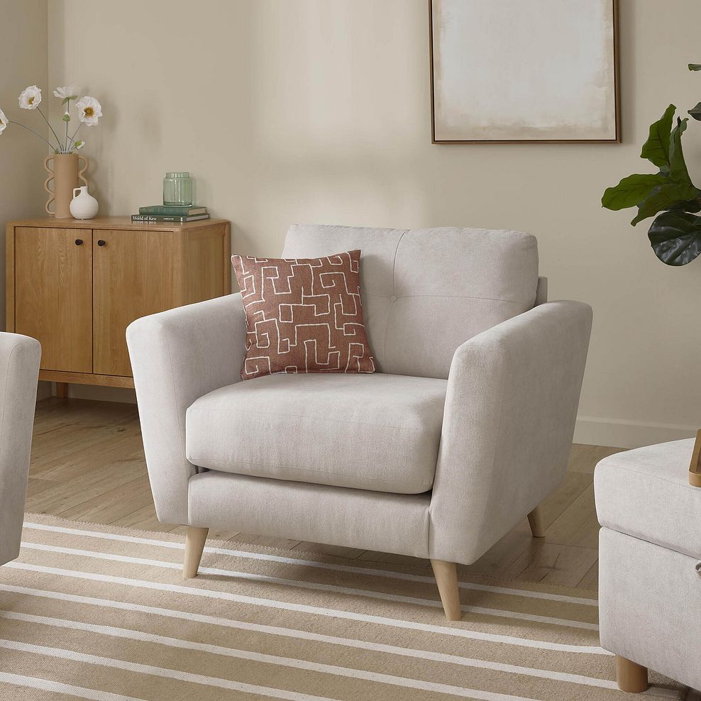 Emery Armchair in  Freya Oatmeal Fabric 1