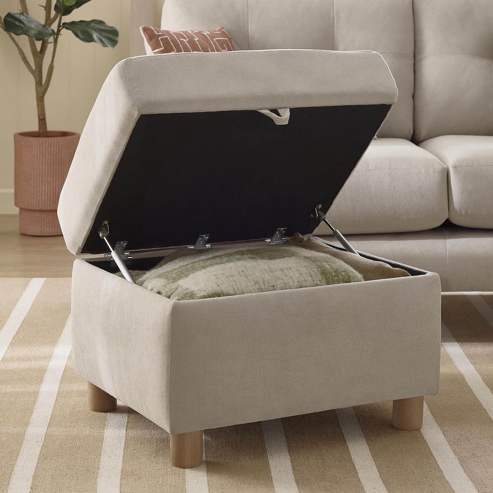Emery Storage Footstool in  Freya Oatmeal Fabric 2