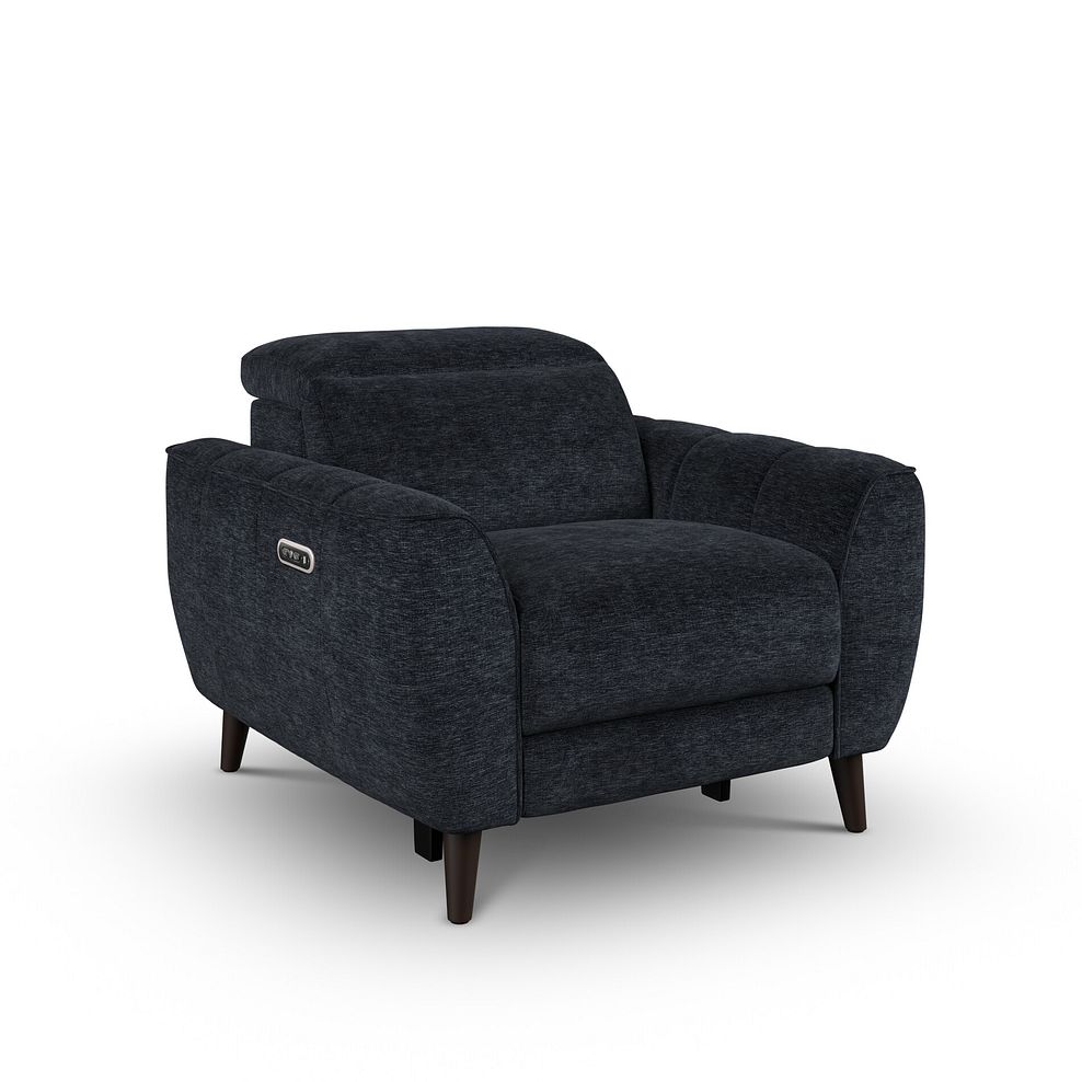 Emilia Electric Recliner Armchair with Power Ratchet Headrest in Montreal Denim Fabric 1