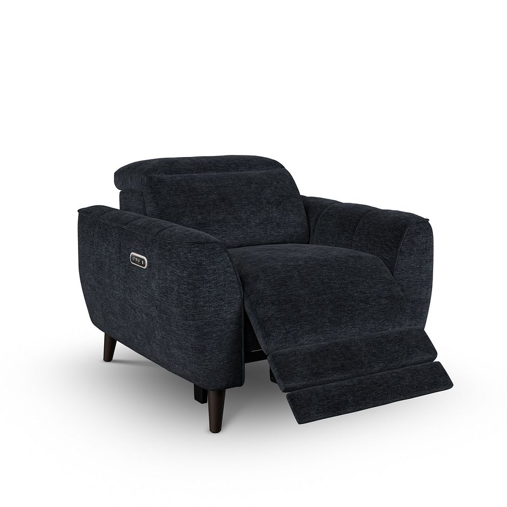 Emilia Electric Recliner Armchair with Power Ratchet Headrest in Montreal Denim Fabric 2