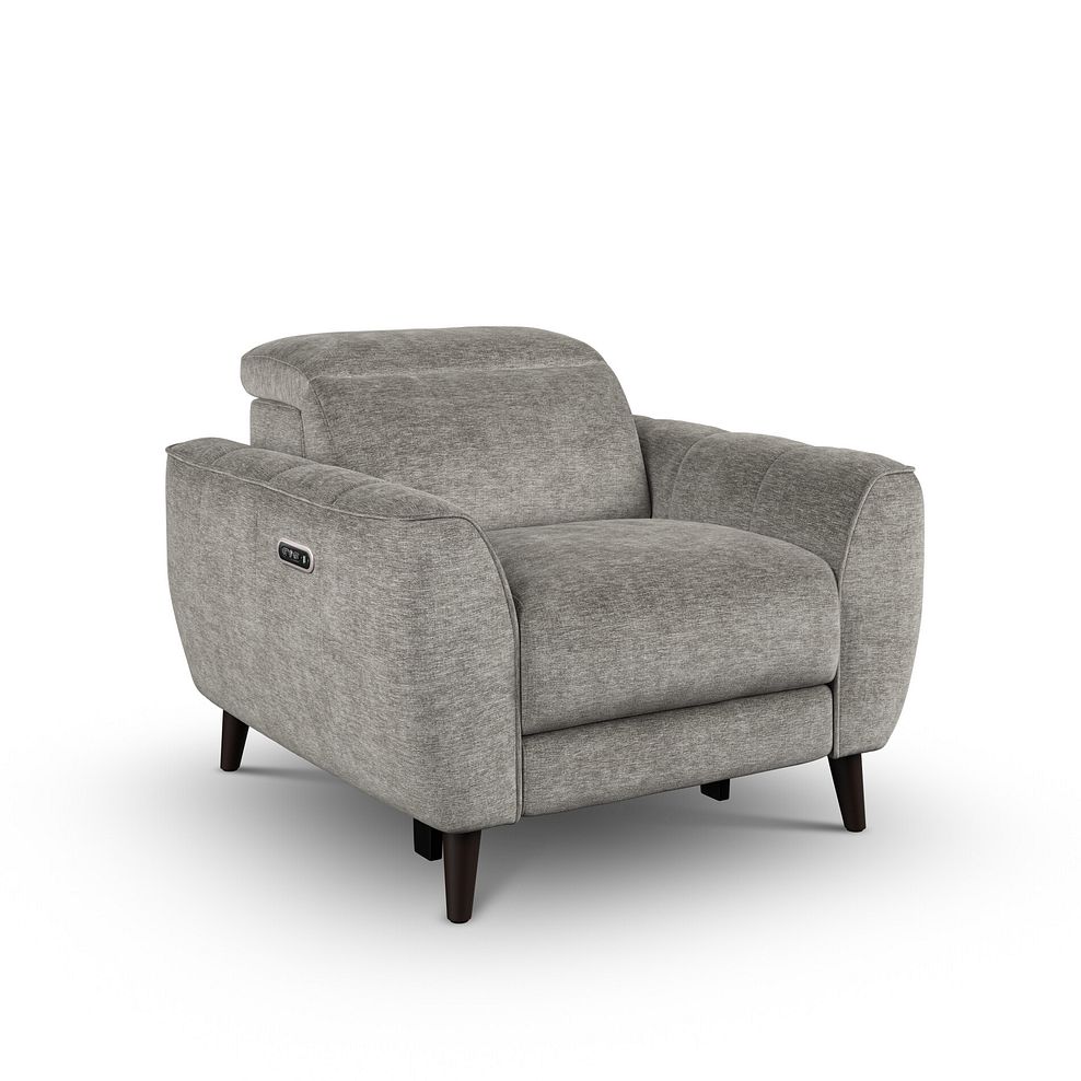 Emilia Electric Recliner Armchair with Power Ratchet Headrest in Montreal Grey Fabric 1