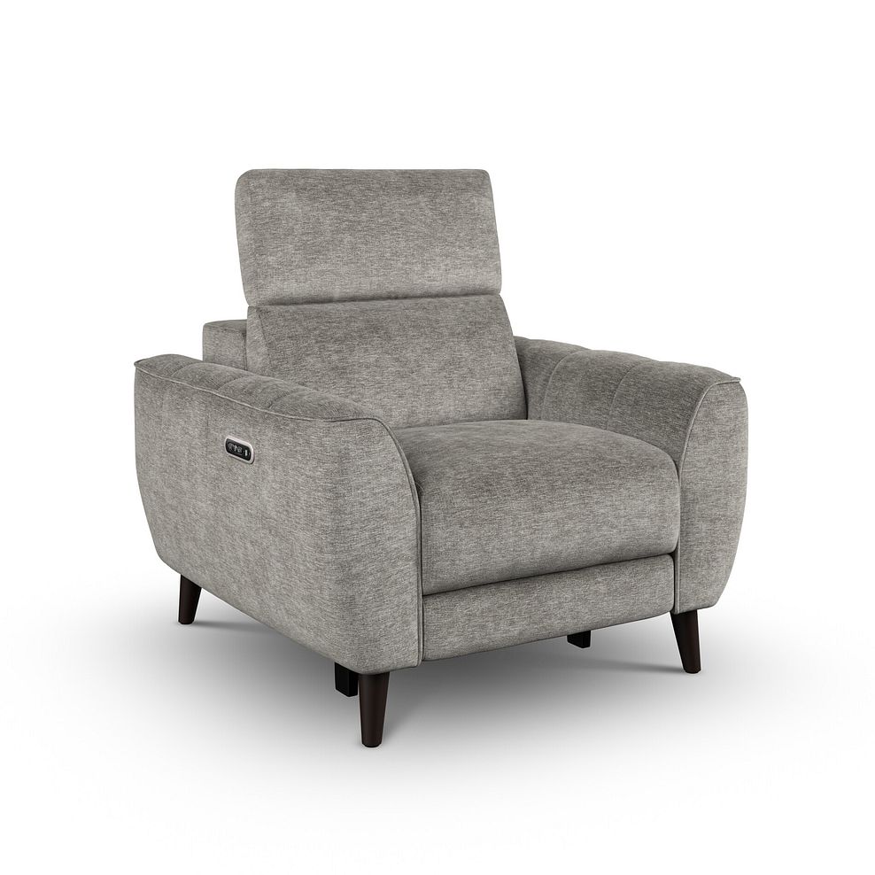 Emilia Electric Recliner Armchair with Power Ratchet Headrest in Montreal Grey Fabric 4