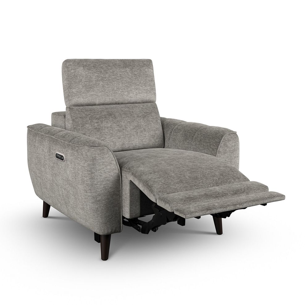 Emilia Electric Recliner Armchair with Power Ratchet Headrest in Montreal Grey Fabric 5