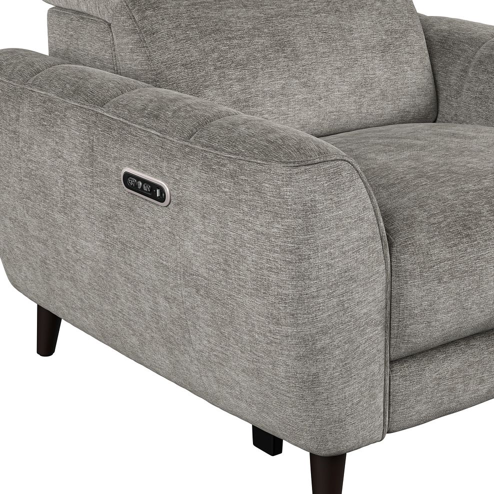 Emilia Electric Recliner Armchair with Power Ratchet Headrest in Montreal Grey Fabric 10