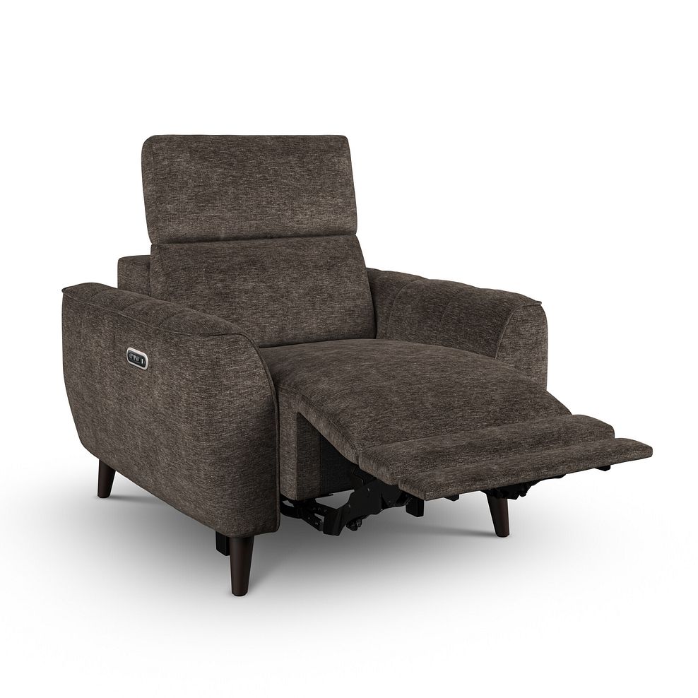 Emilia Electric Recliner Armchair with Power Ratchet Headrest in Montreal Mole Fabric 4
