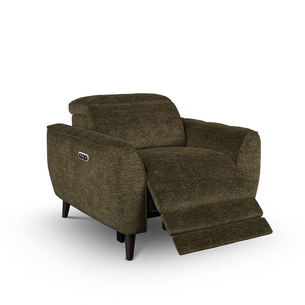 Emilia Electric Recliner Armchair with Power Ratchet Headrest in Montreal Olive Fabric 2