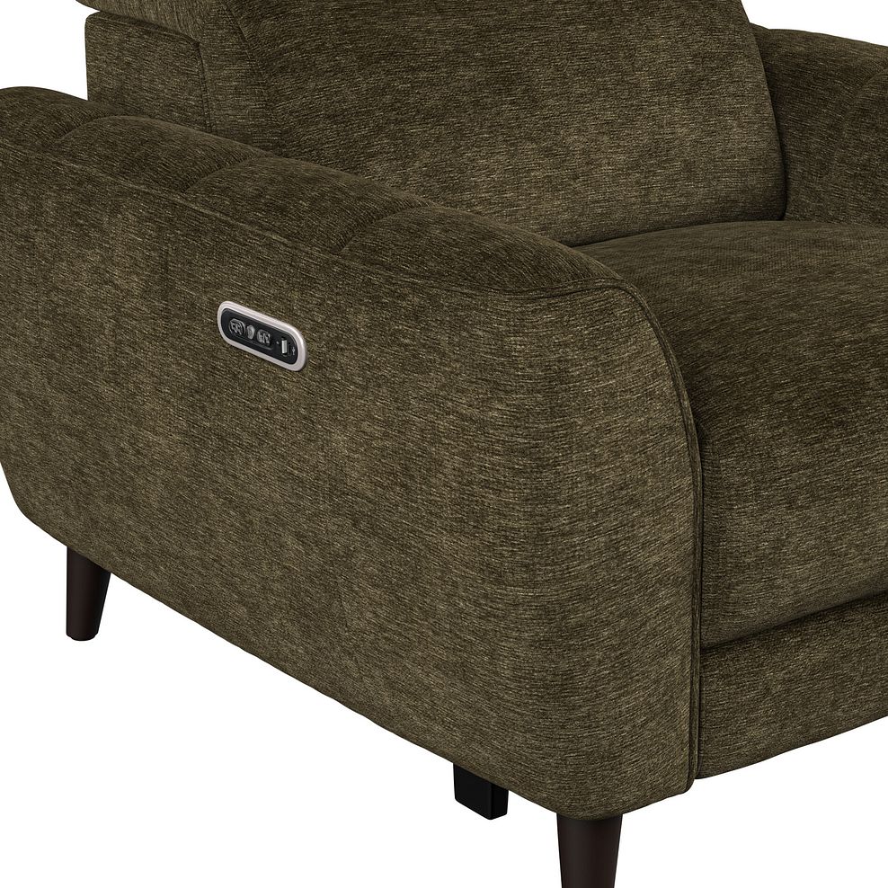 Emilia Electric Recliner Armchair with Power Ratchet Headrest in Montreal Olive Fabric 7