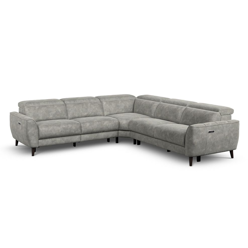 Emilia Large Corner Electric Recliner Sofa with Power Ratchet Headrests in Montreal Grey Fabric 1