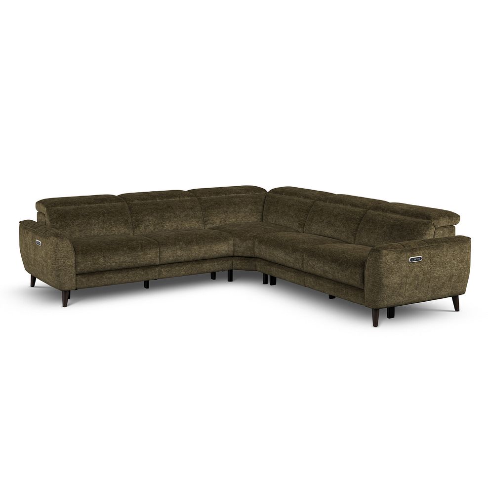 Emilia Large Corner Electric Recliner Sofa with Power Ratchet Headrests in Montreal Olive Fabric 1