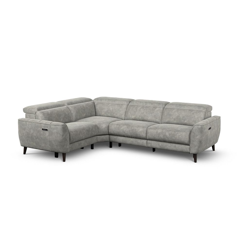 Emilia Right Hand Corner Electric Recliner Sofa with Power Ratchet Headrests in Montreal Grey Fabric 1