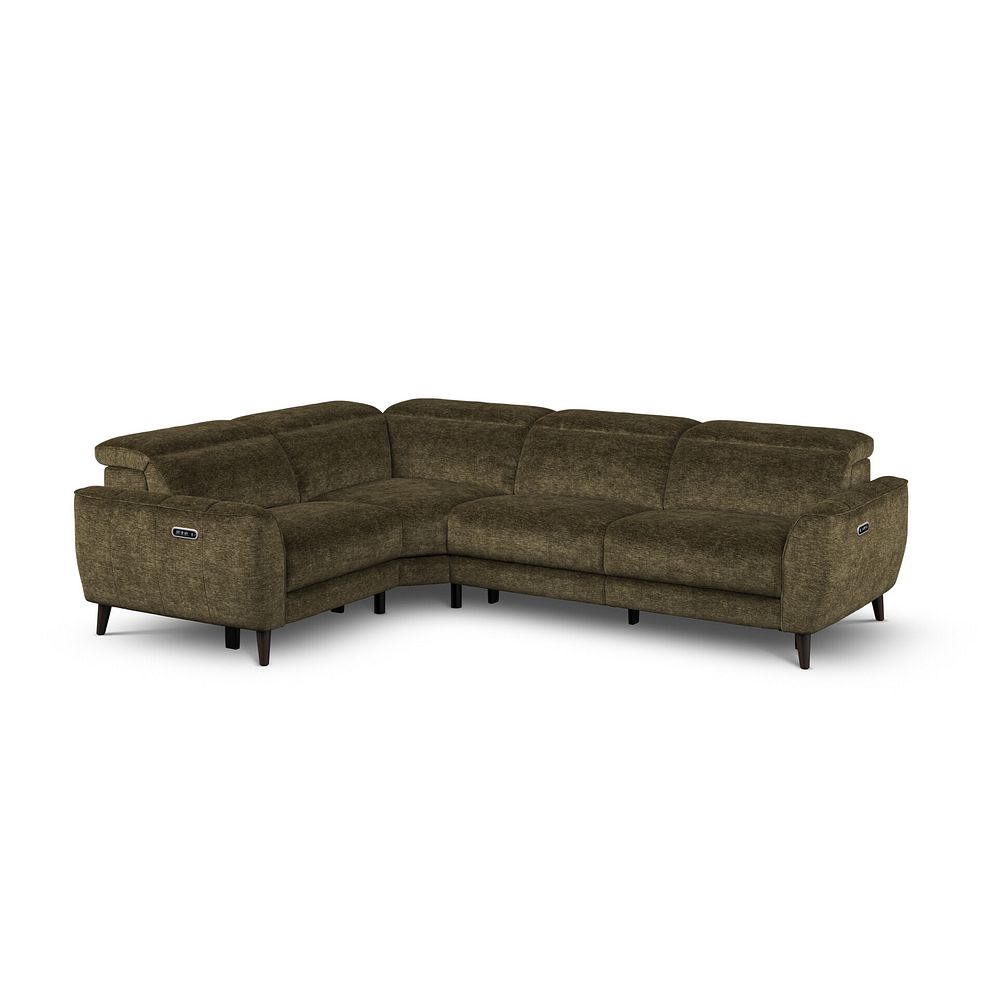 Emilia Right Hand Corner Electric Recliner Sofa with Power Ratchet Headrests in Montreal Olive Fabric 1