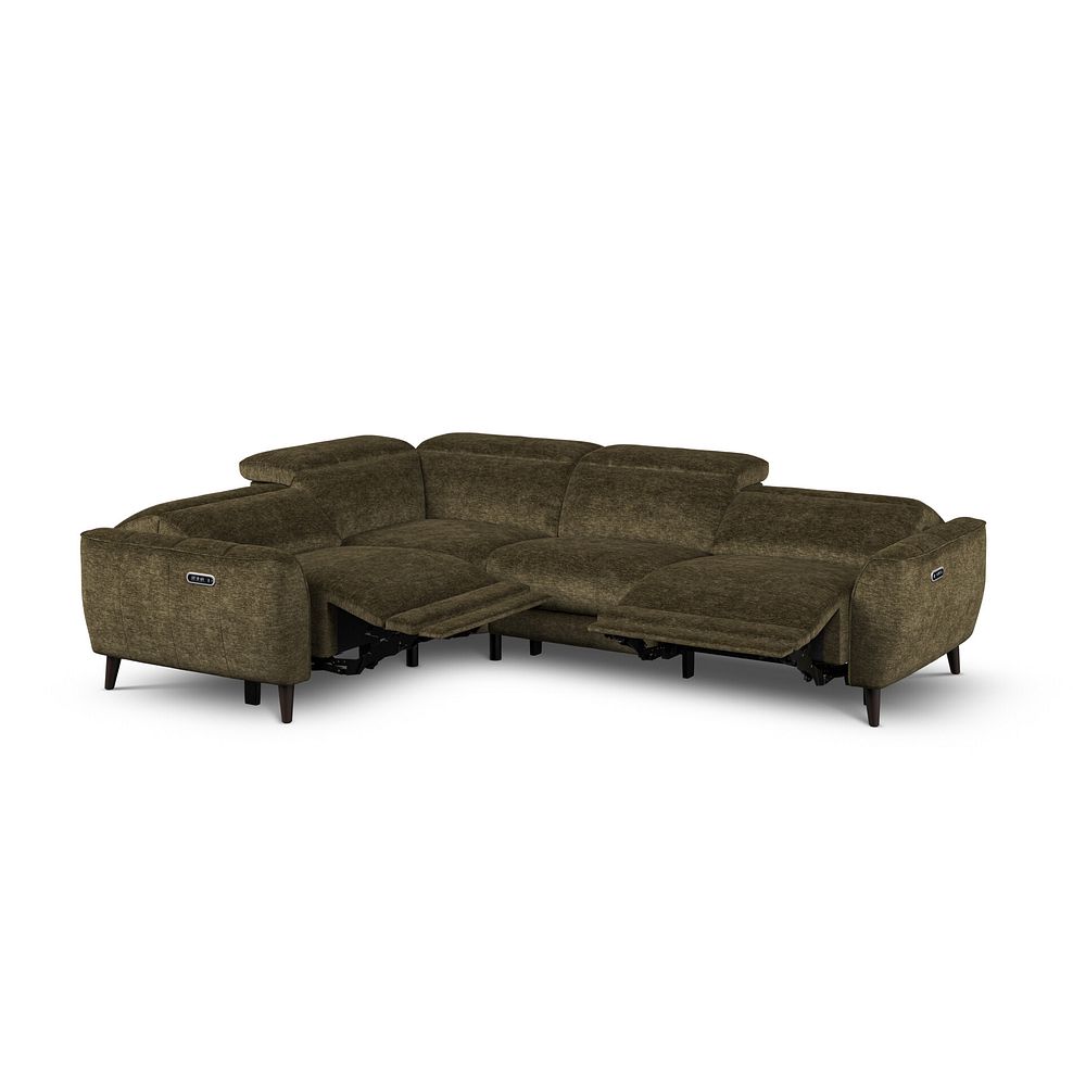 Emilia Right Hand Corner Electric Recliner Sofa with Power Ratchet Headrests in Montreal Olive Fabric 2