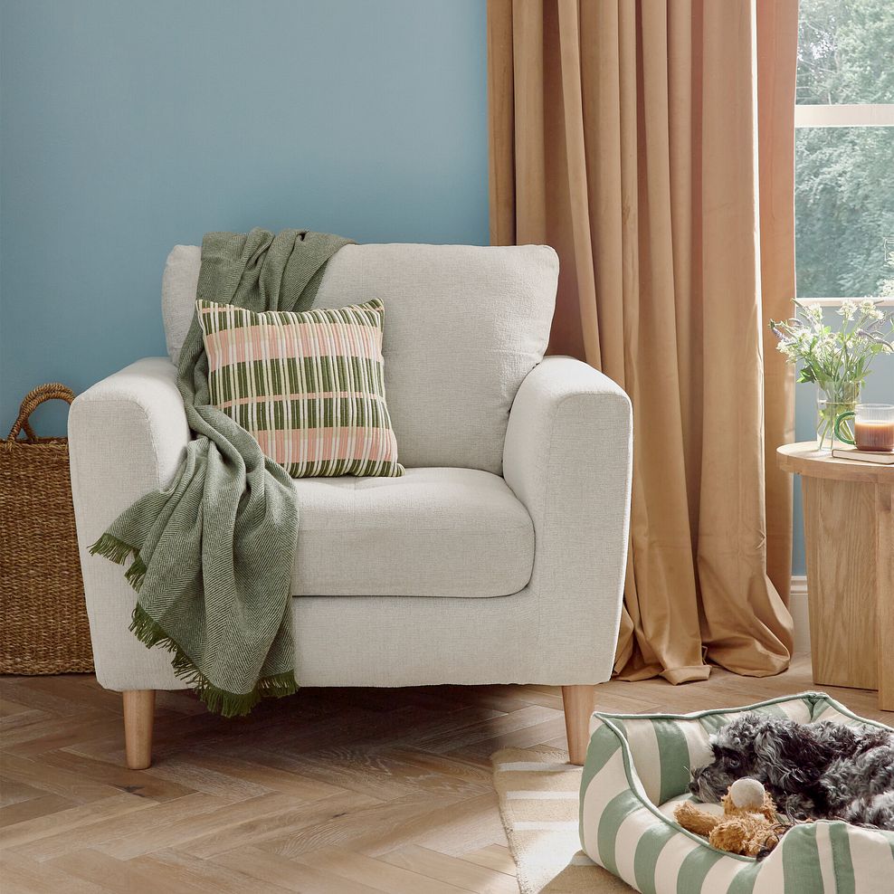 Eton Armchair in Cherub Cream Fabric 1