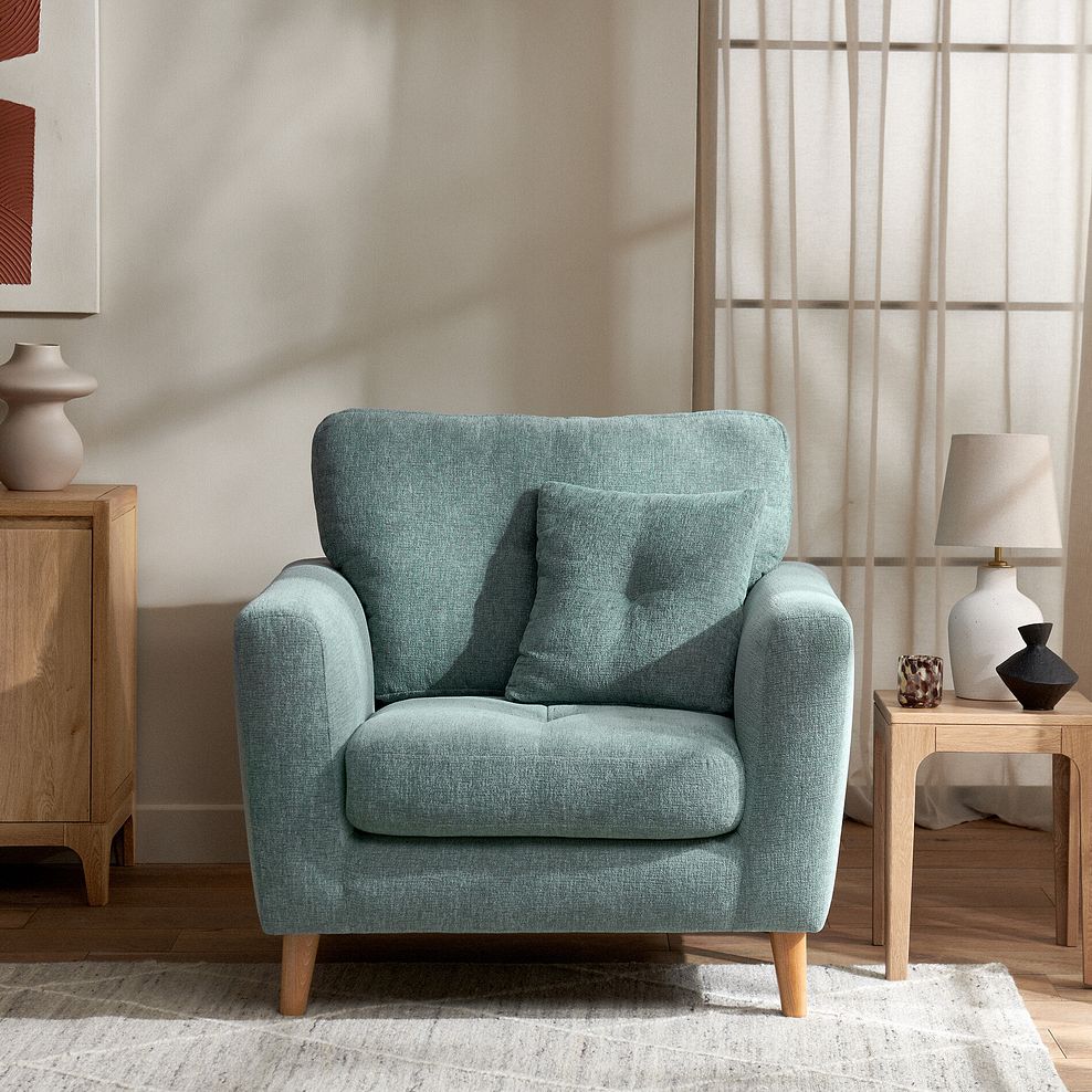Eton Armchair in Cherub Duck Egg Fabric 1