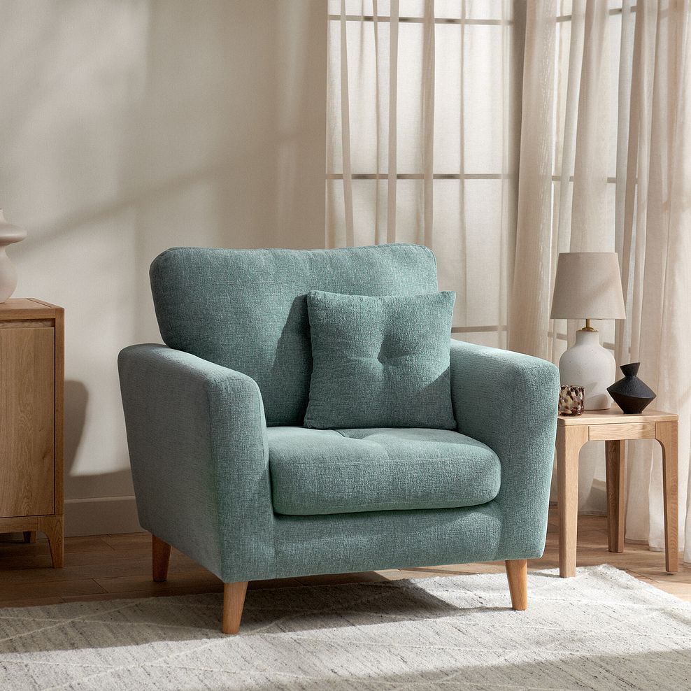 Eton Armchair in Cherub Duck Egg Fabric 2