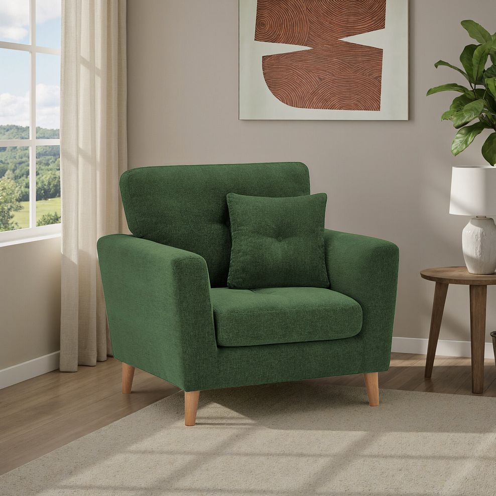 Eton Armchair in Cherub Olive Fabric 1