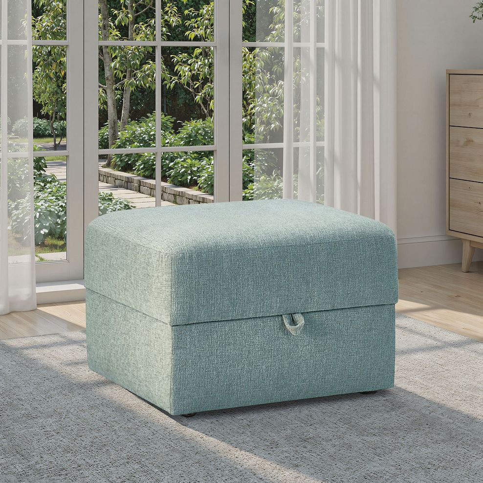 Eton Storage Footstool in Cherub Duck Egg Fabric 1