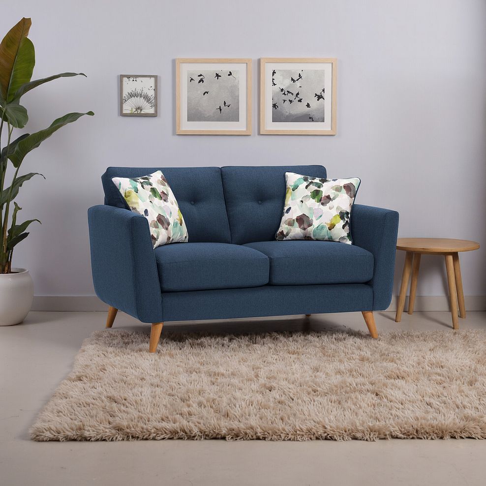 Evie 2 Seater Sofa in Blue Fabric 1