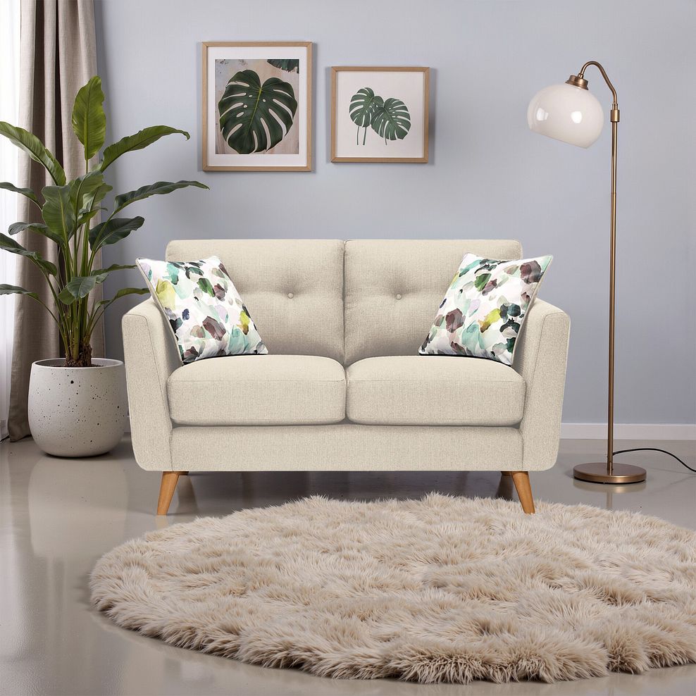 Evie 2 Seater Sofa in Ivory Fabric 1