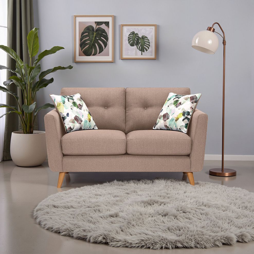 Evie 2 Seater Sofa in Mink Fabric 1