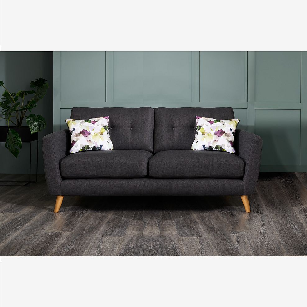 Evie 3 Seater Sofa in Charcoal Fabric 1