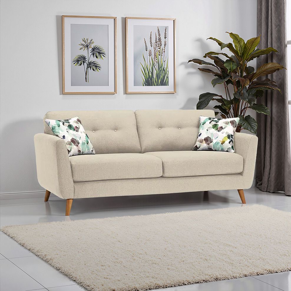 Evie 3 Seater Sofa in Ivory Fabric 1