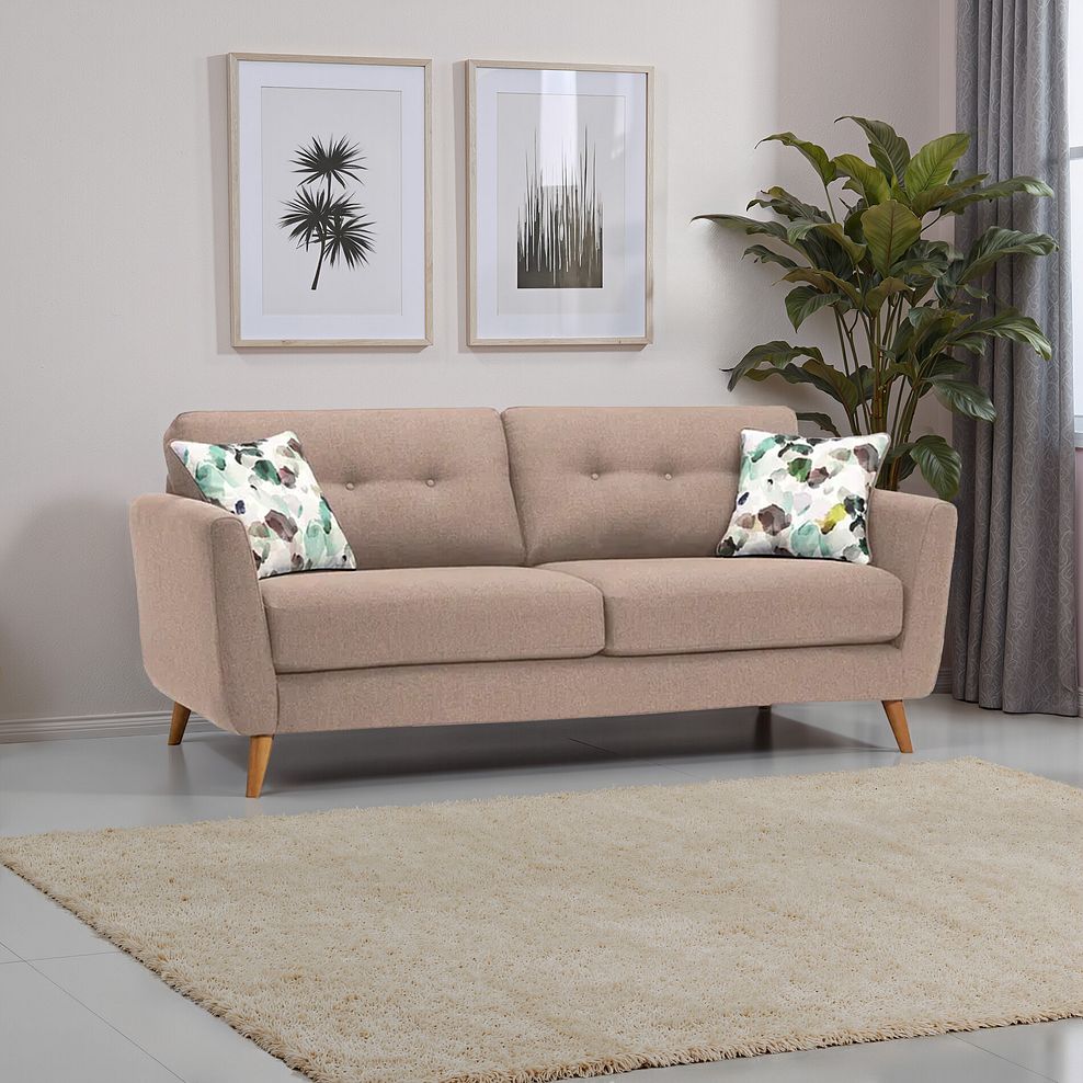 Evie 3 Seater Sofa in Mink Fabric 1