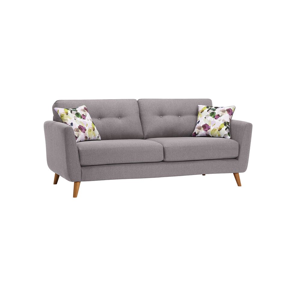 Evie 3 Seater Sofa in Silver Fabric Thumbnail 1