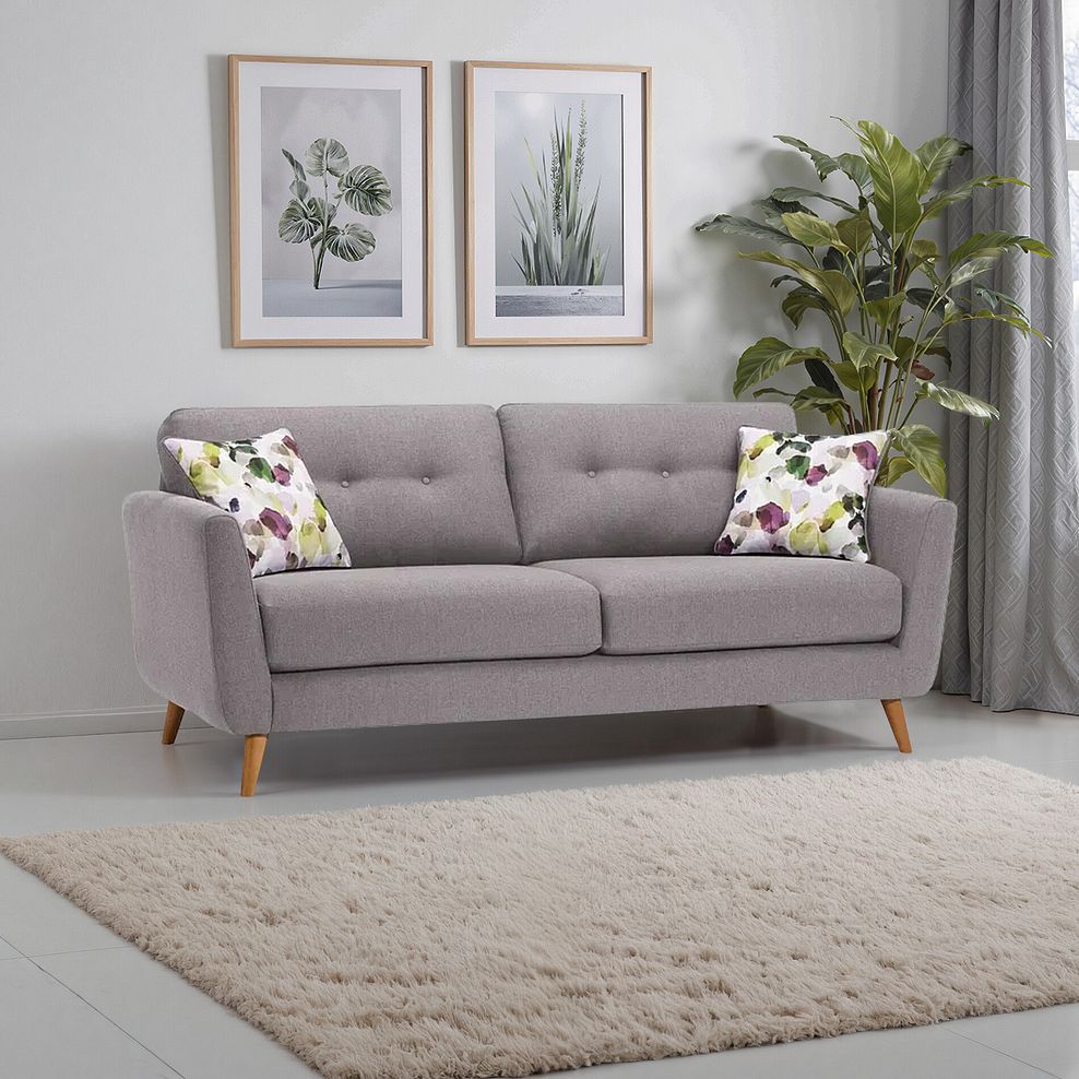 Evie 3 Seater Sofa in Silver Fabric 1