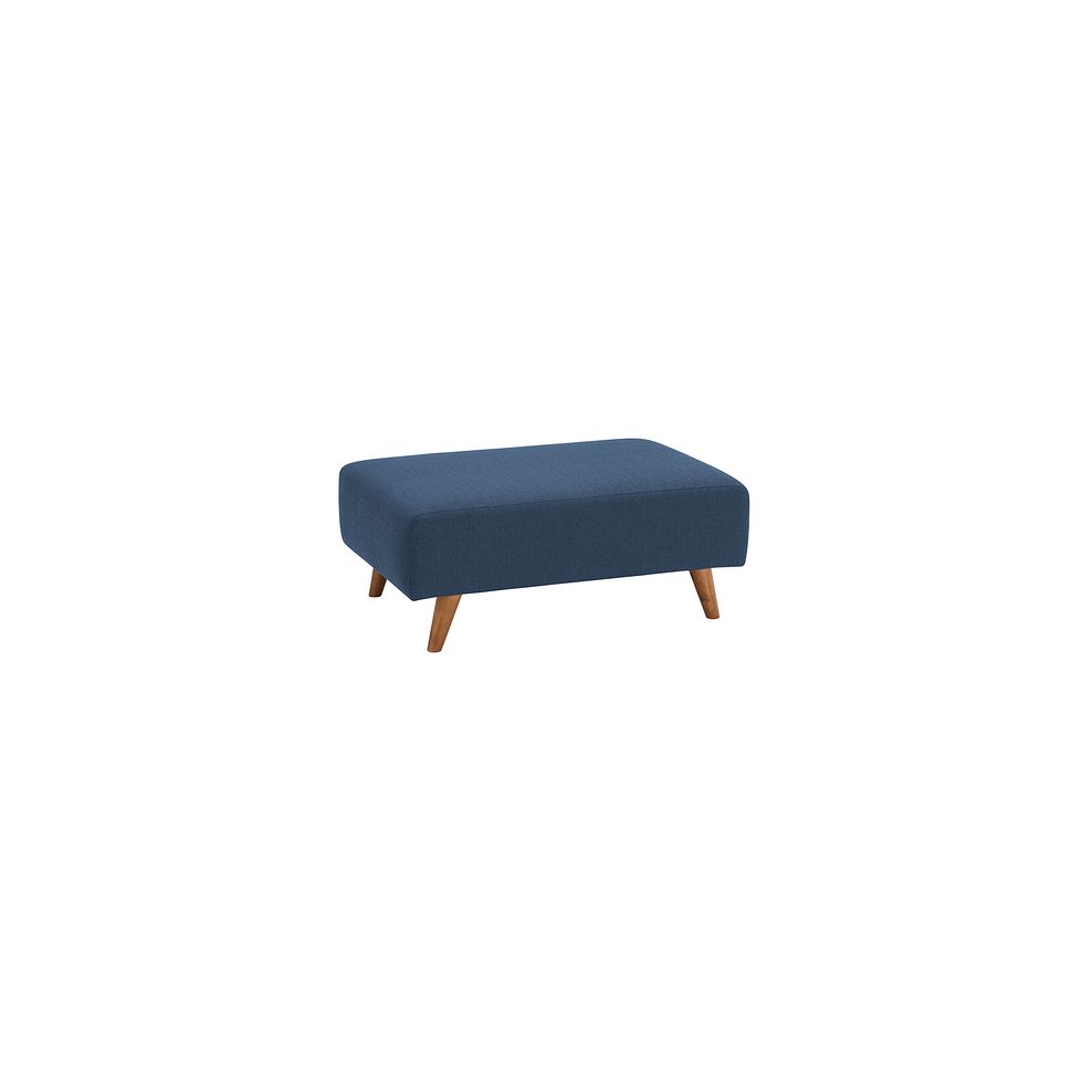 Evie Accent Footstool in Plain Blue Fabric 1