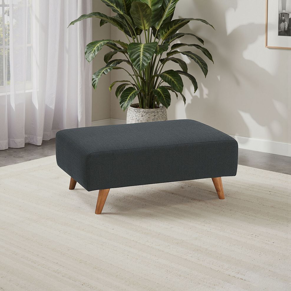Evie Accent Footstool in Plain Charcoal Fabric 1