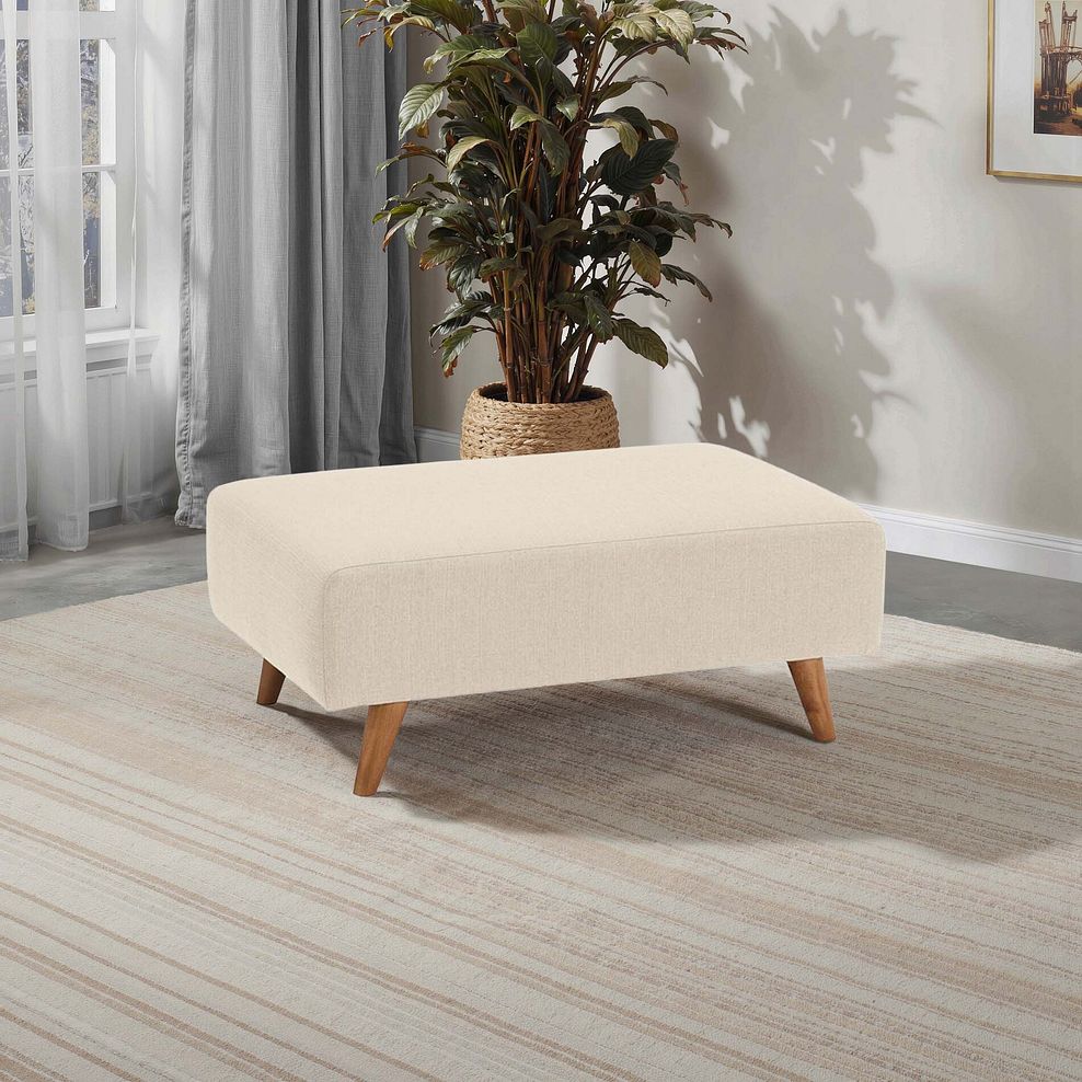 Evie Accent Footstool in Plain Ivory Fabric 1