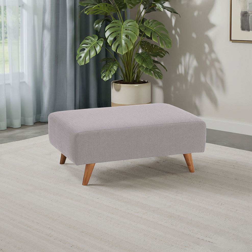 Evie Accent Footstool in Plain Silver Fabric 1
