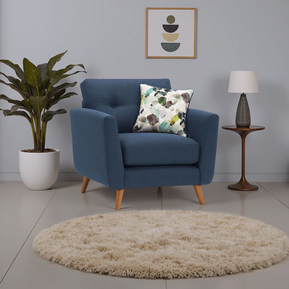 Evie Armchair in Blue Fabric 1