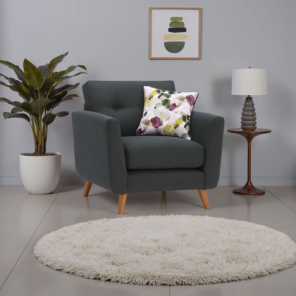 Evie Armchair in Charcoal Fabric 1
