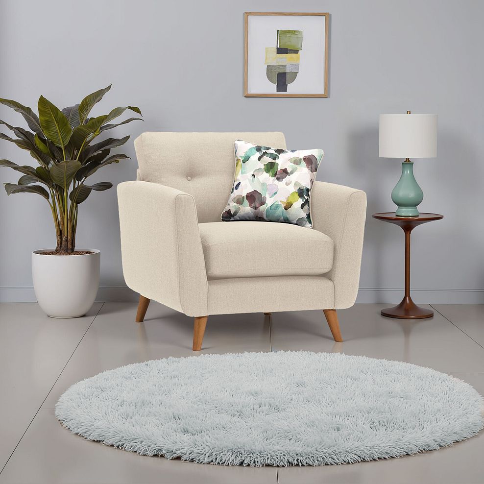 Evie Armchair in Ivory Fabric 1
