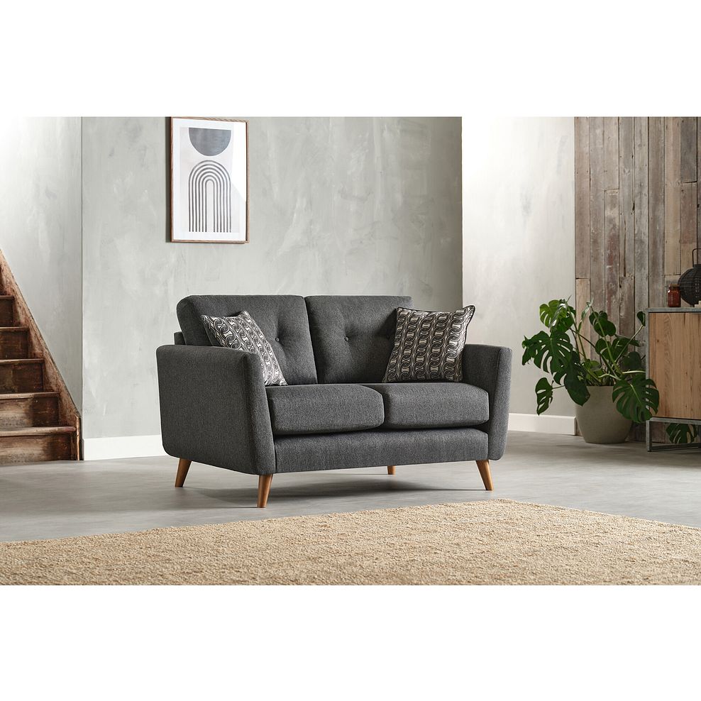 Evie 2 Seater Sofa in Rosa Collection Charcoal Fabric 1