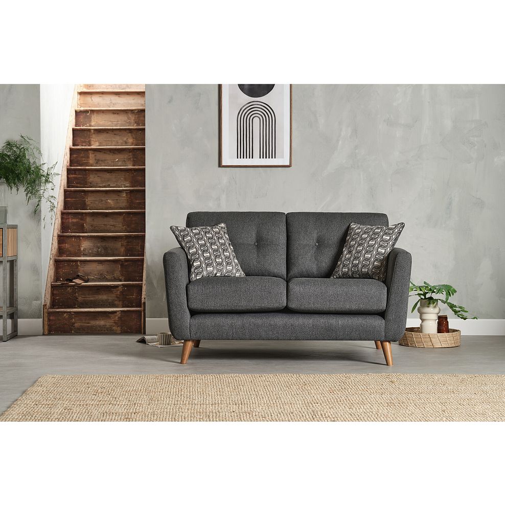 Evie 2 Seater Sofa in Rosa Collection Charcoal Fabric Thumbnail 2