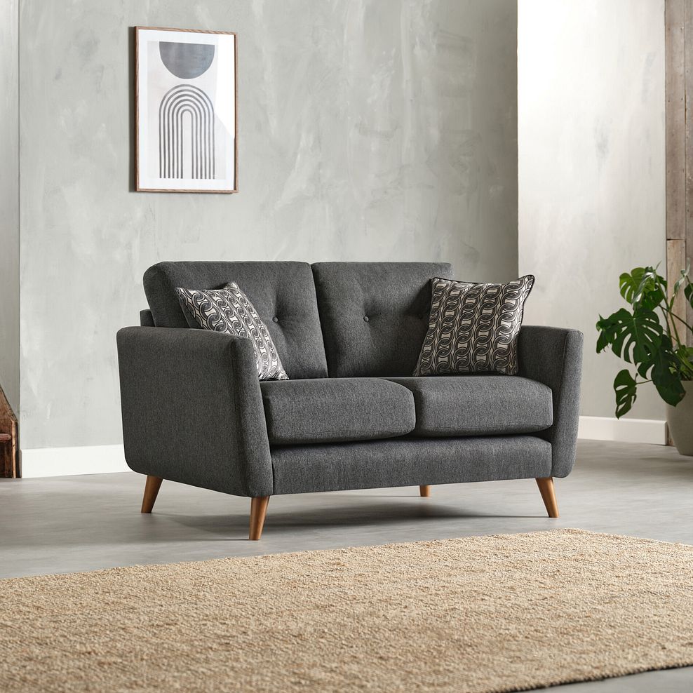 Evie 2 Seater Sofa in Rosa Collection Charcoal Fabric 1