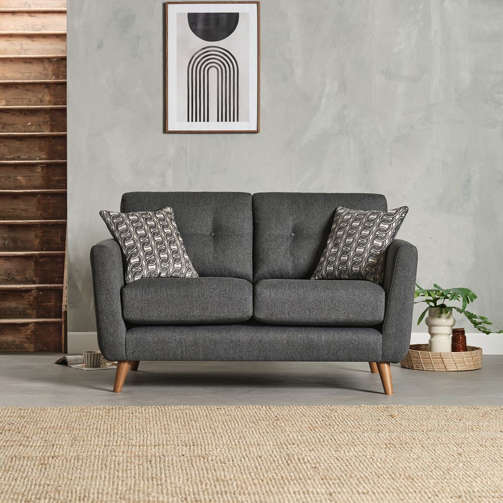 Evie 2 Seater Sofa in Rosa Collection Charcoal Fabric 2