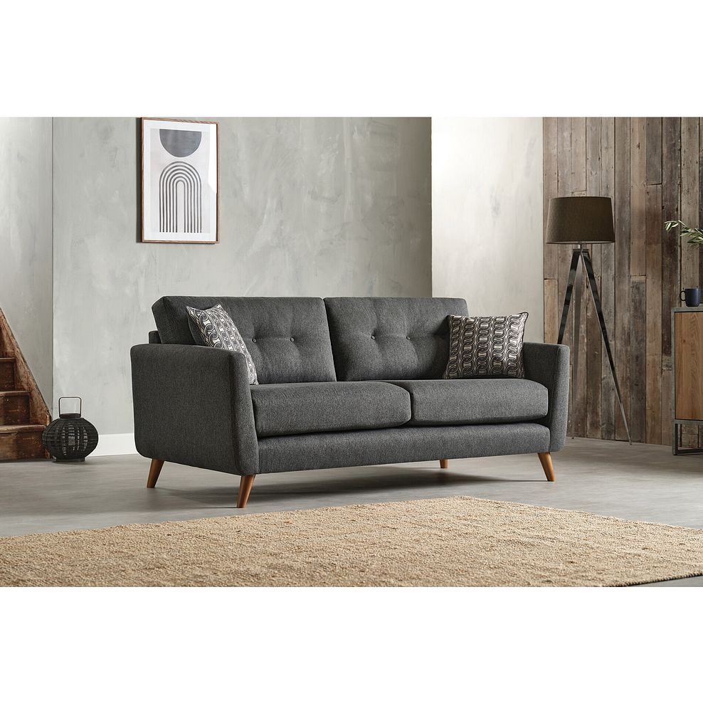 Evie 3 Seater Sofa in Rosa Collection Charcoal Fabric 1