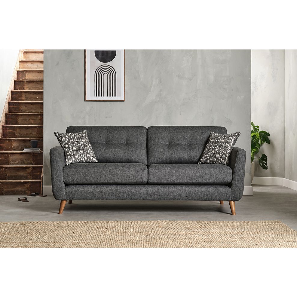 Evie 3 Seater Sofa in Rosa Collection Charcoal Fabric 2