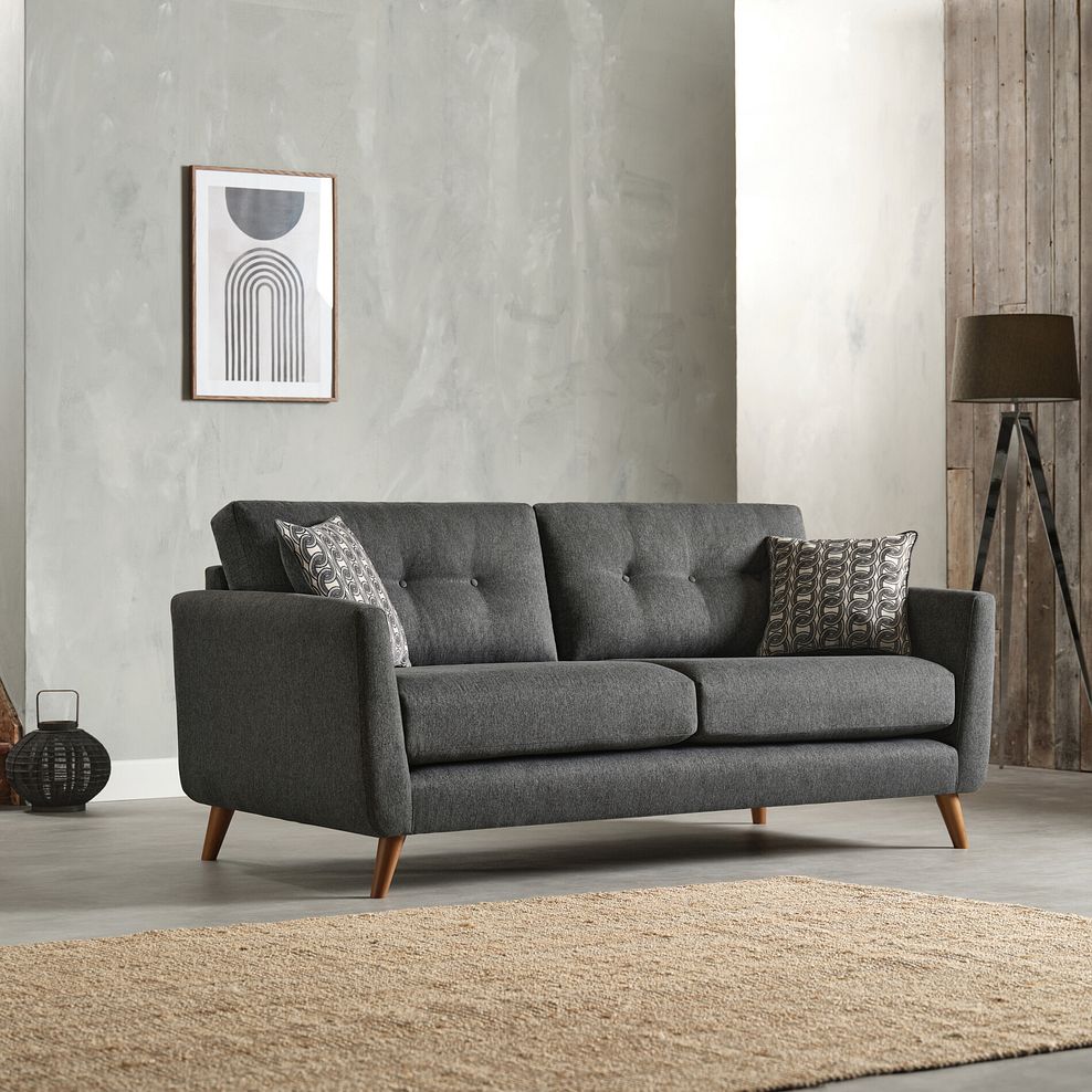 Evie 3 Seater Sofa in Rosa Collection Charcoal Fabric 1