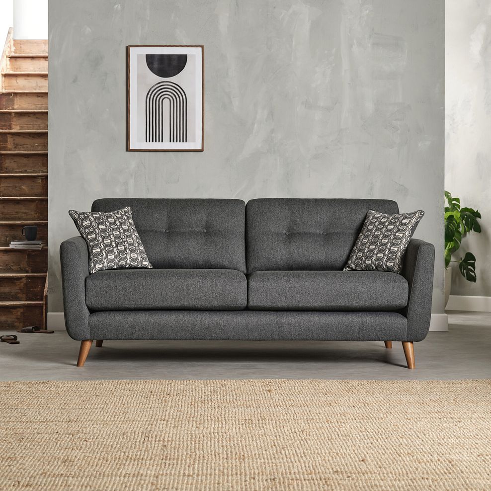 Evie 3 Seater Sofa in Rosa Collection Charcoal Fabric 2
