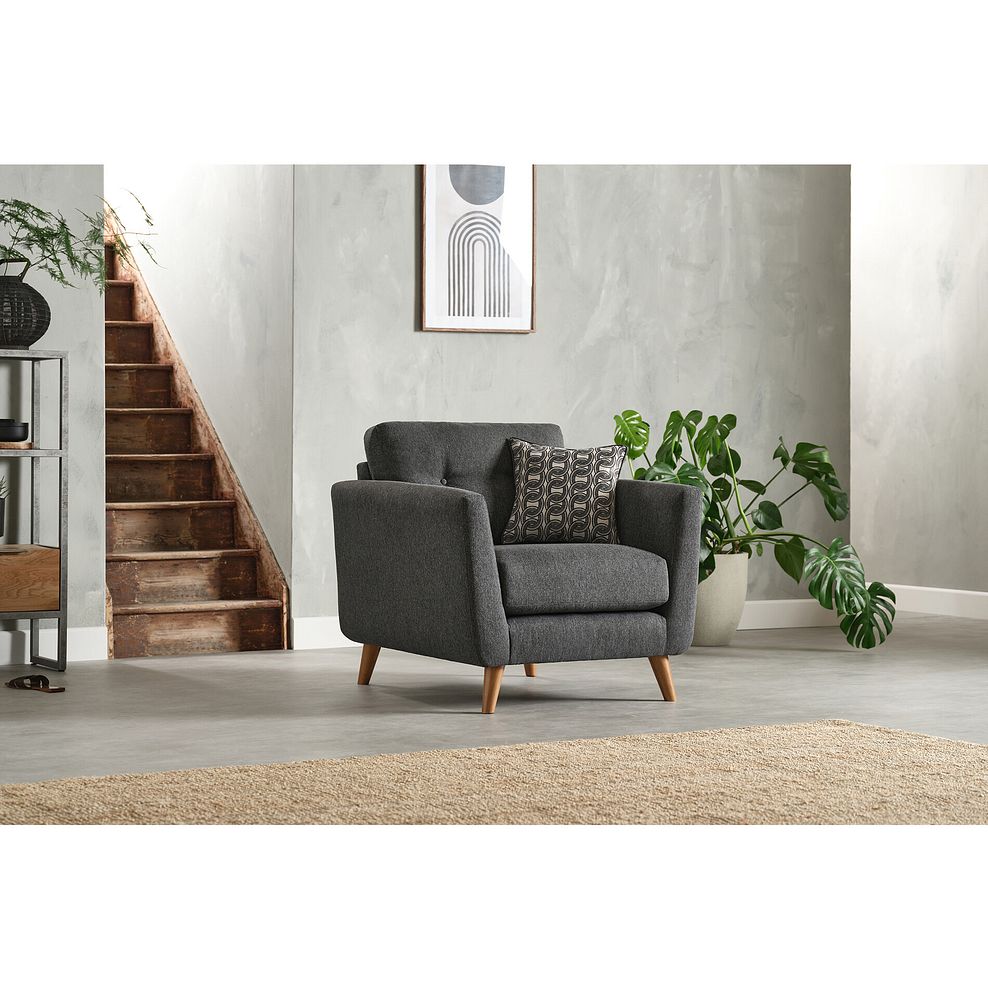 Evie Armchair in Rosa Collection Charcoal Fabric 1