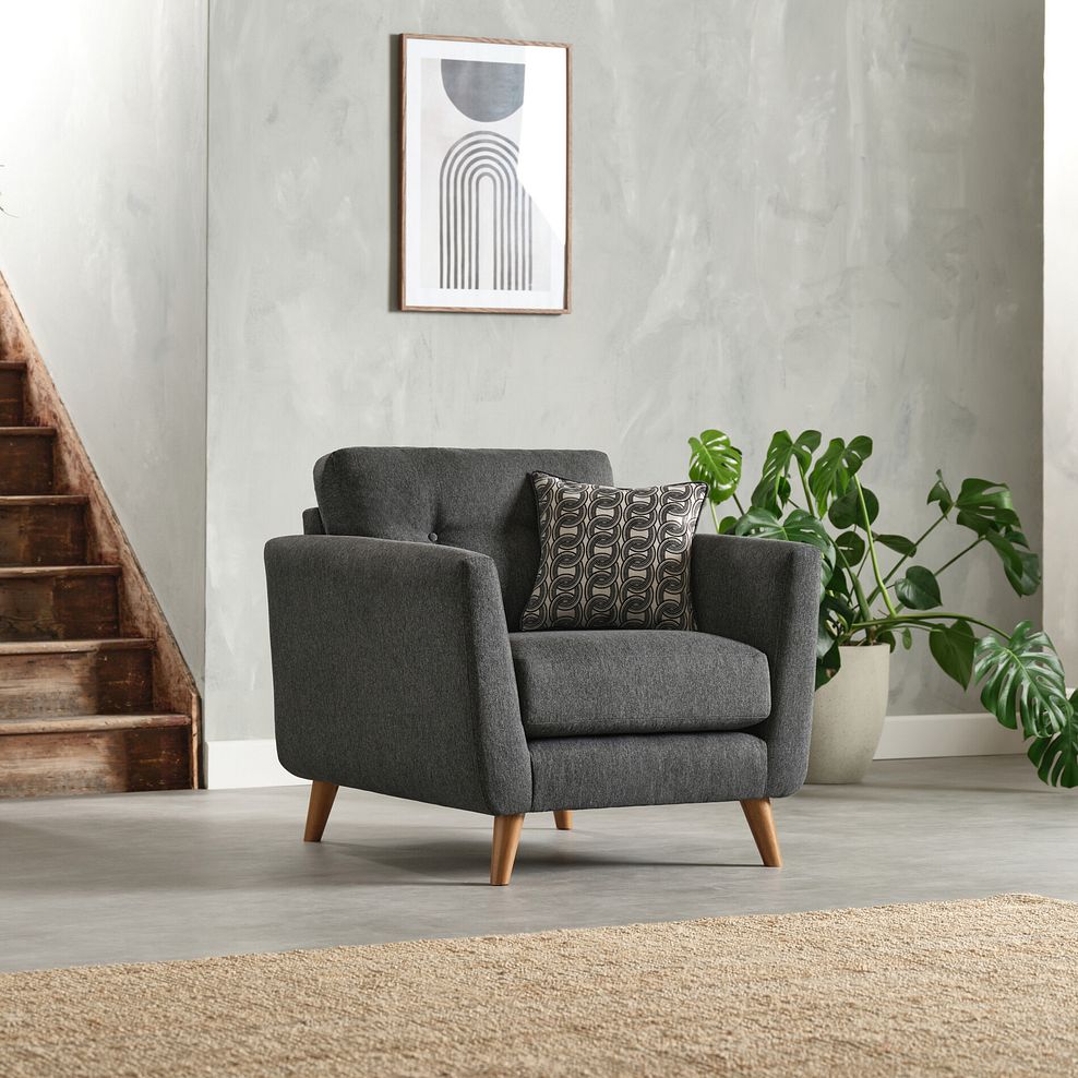 Evie Armchair in Rosa Collection Charcoal Fabric 1