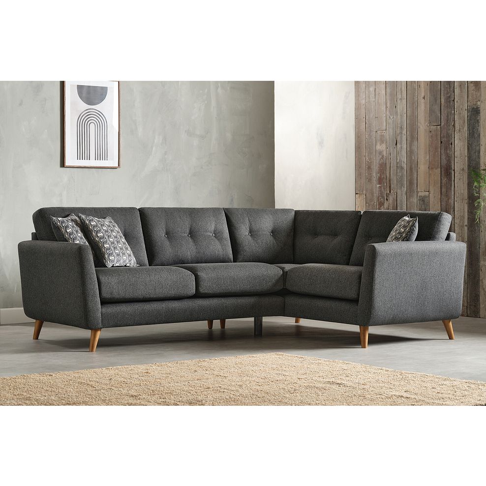Evie Left Hand Corner Sofa in Rosa Collection Charcoal Fabric 1