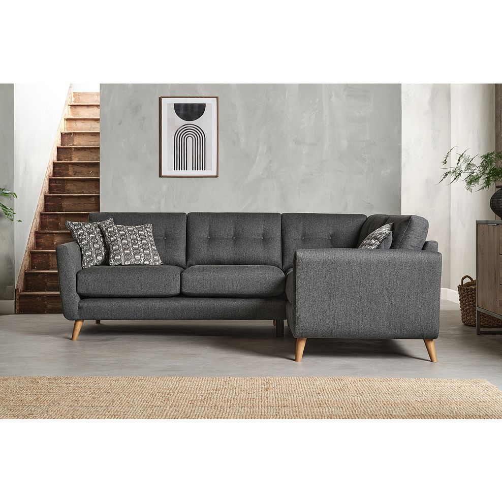 Evie Left Hand Corner Sofa in Rosa Collection Charcoal Fabric Thumbnail 2