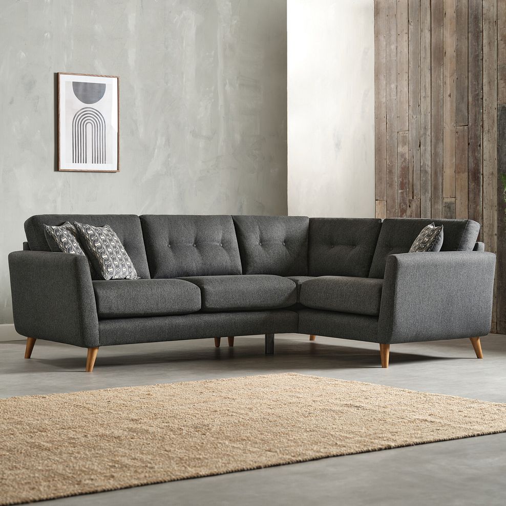 Evie Left Hand Corner Sofa in Rosa Collection Charcoal Fabric 1